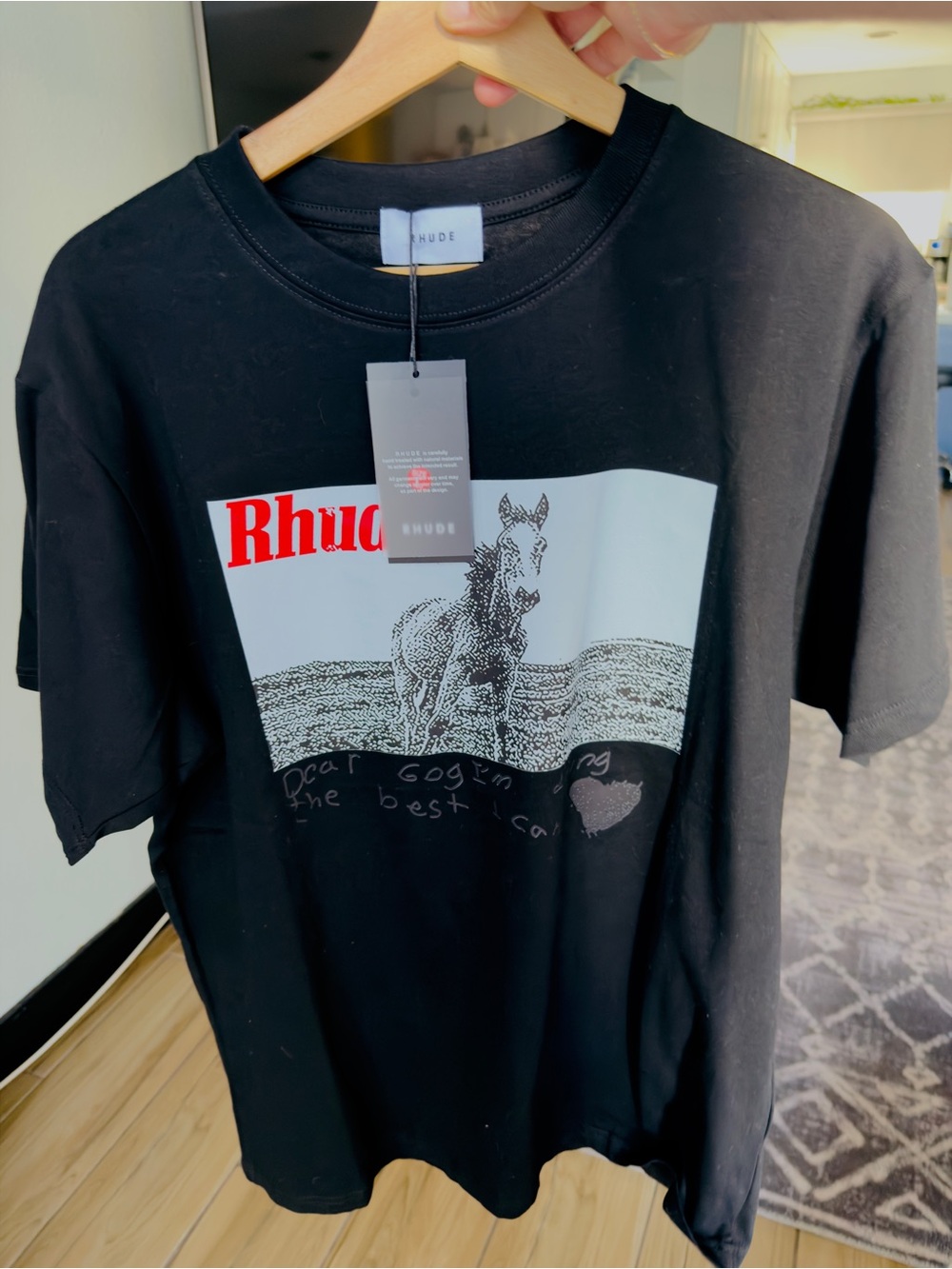 Rhude Black Graphic Logo Horse Tee
